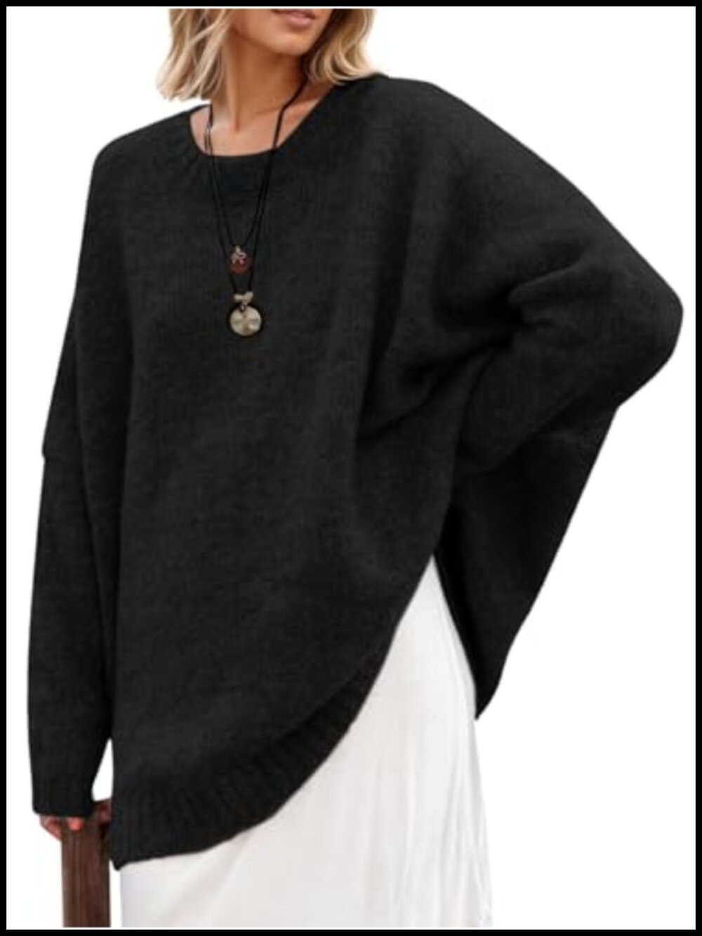 Women's Oversized Chunky Knit Tunic Slouchy Pullover Sweater Drop Shoulder